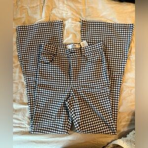 Hollister Ultra High Rose Plaid Flare Pants NWT